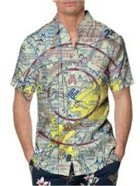 Pilot Quarters Aviation Print Button Down Shirt XL NWT Short Sleeve
